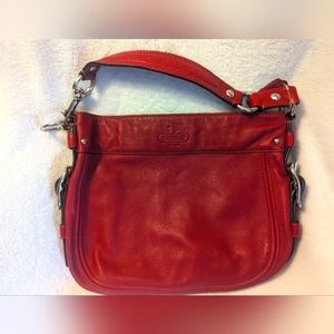 Coach Red Zoe Signature Hobo Bag